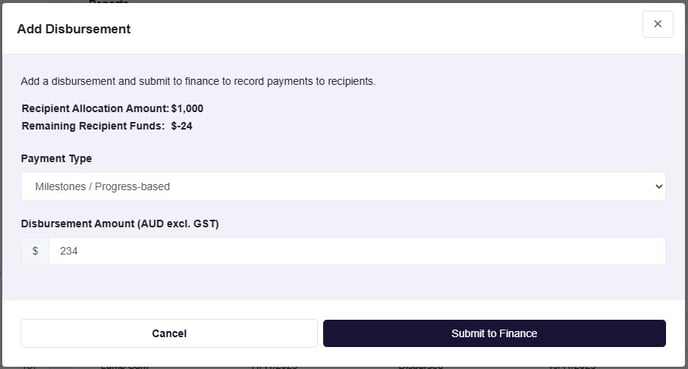 Manager create disbursement