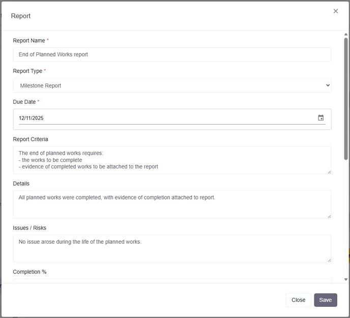 Recipient report example