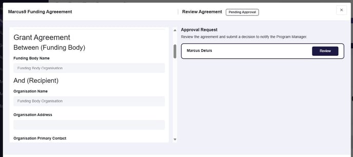 Agreement - approver experience