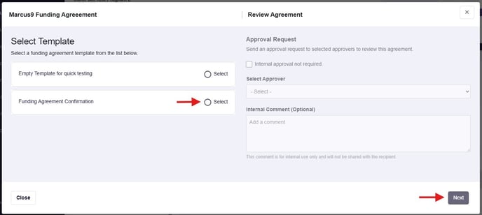 Agreement - select template