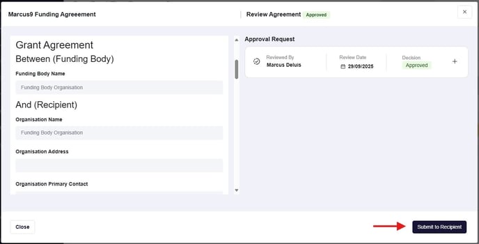 Agreement - submit to recipient