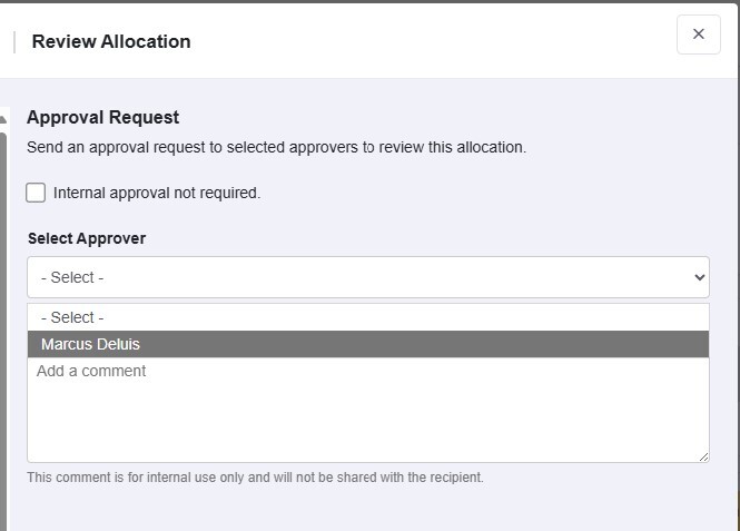 Allocation - approver select