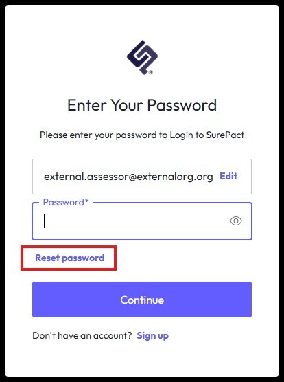 Reset Password link